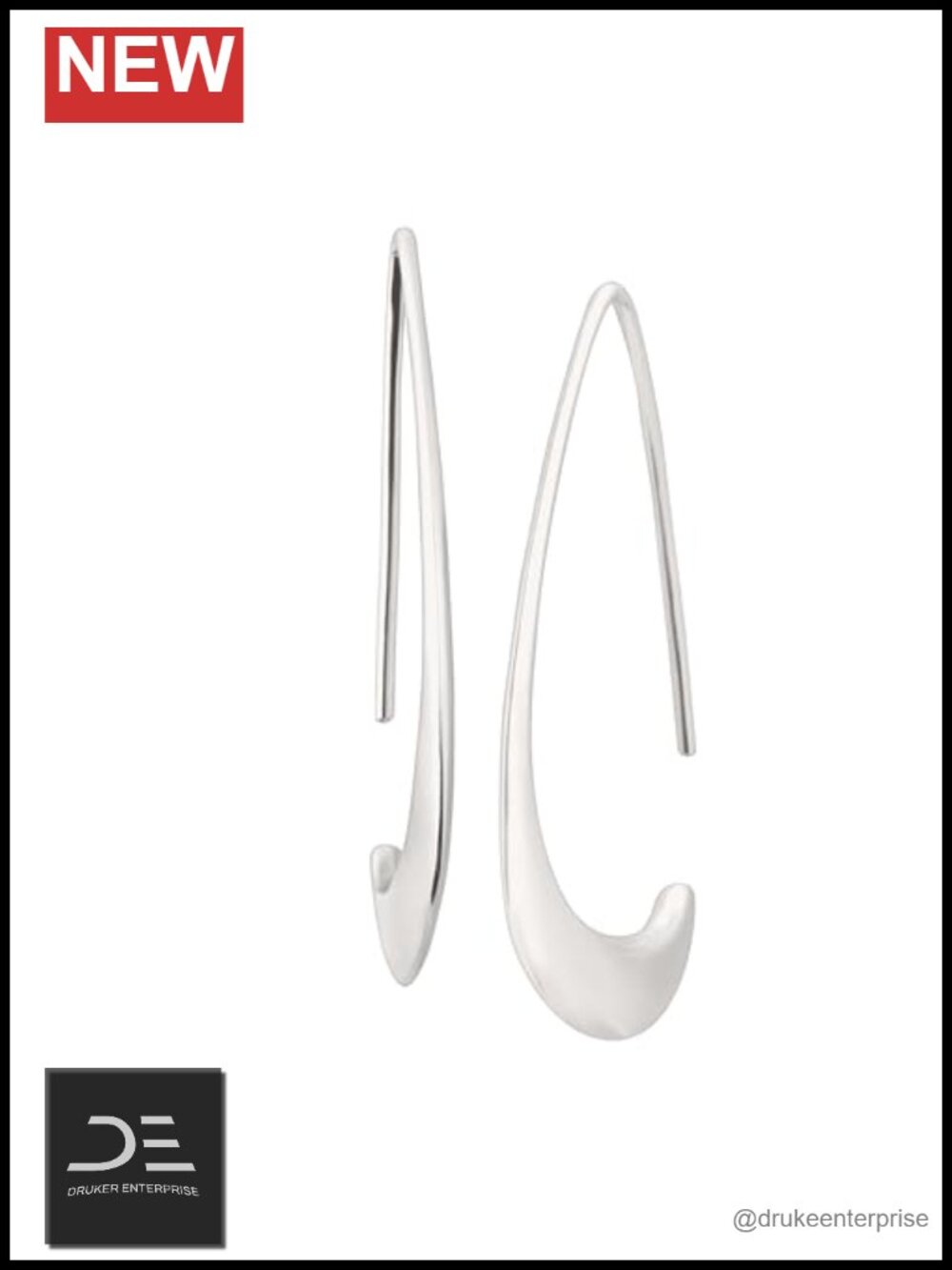 Sterling Silver Drop Dangle Earrings Geometric Ear-Wire